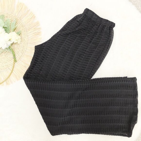 Waves to Coat Black Mesh Drawstring Beach Coverup Pants Size Small - Picture 1 of 5